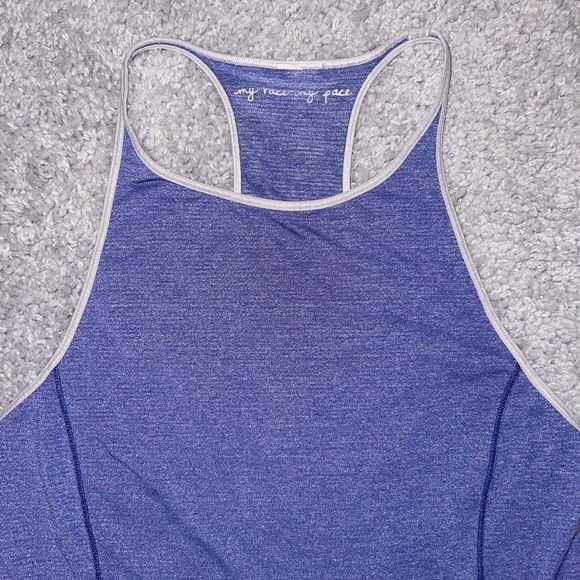 Lululemon Time to Sweat Tank Top Size 6 High Neck Run Heathered Moroccan Blue - Picture 4 of 6